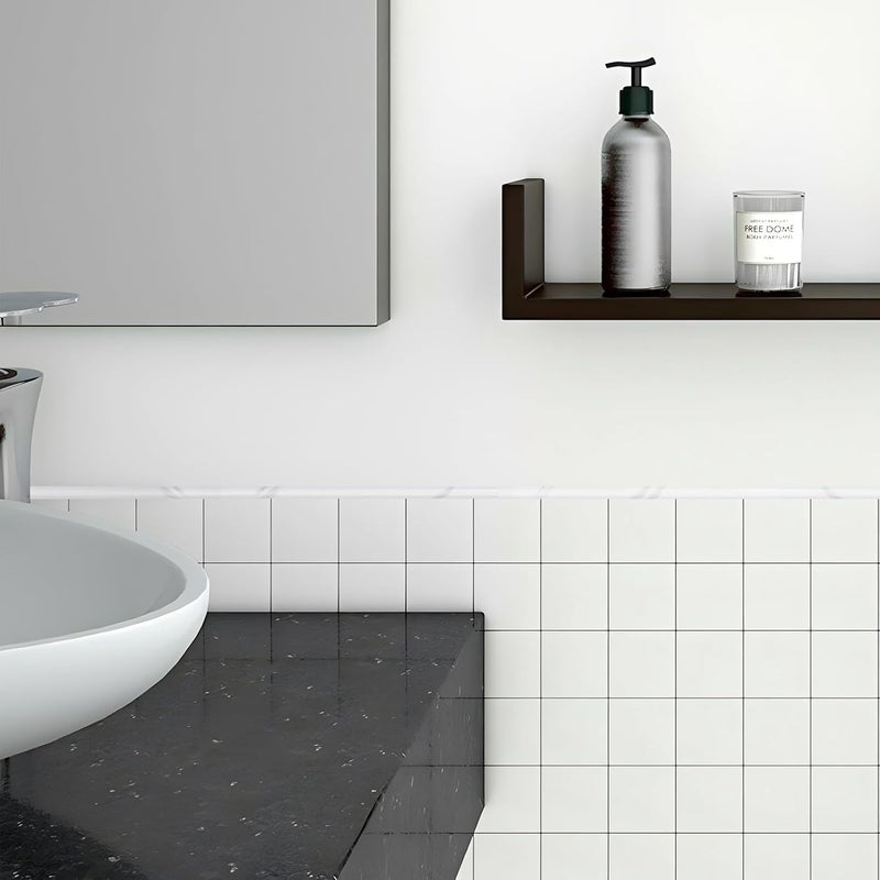 Tilingview 10-Pack Peel and Stick Tile Trim for Backsplash – 12" Self-Adhesive PVC Molding Edge, Decorative Pencil Tile Edging for Walls (White Stone) - Image 5